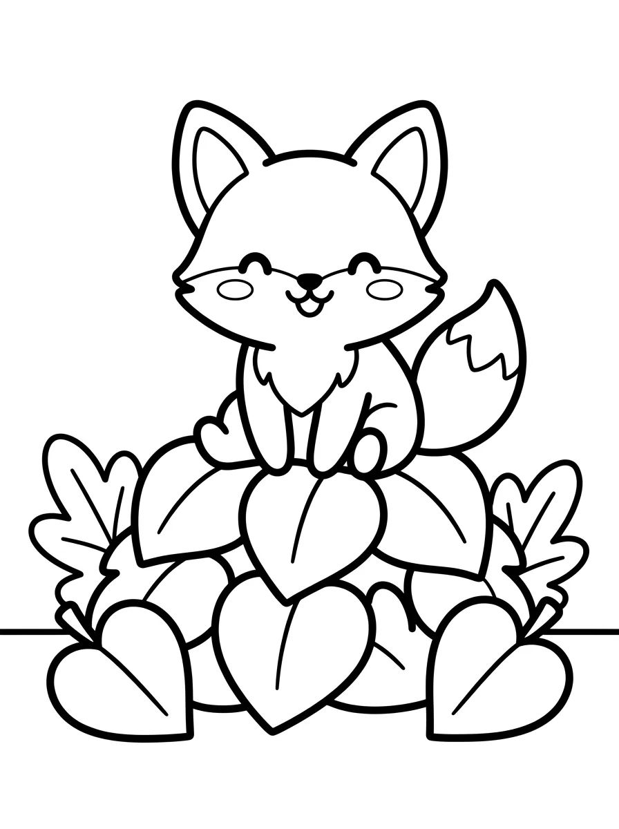 Raposinha entre Folhas de Outono para colorir Desenho de Raposinha entre Folhas de Outono para colorir e imprimir grátis