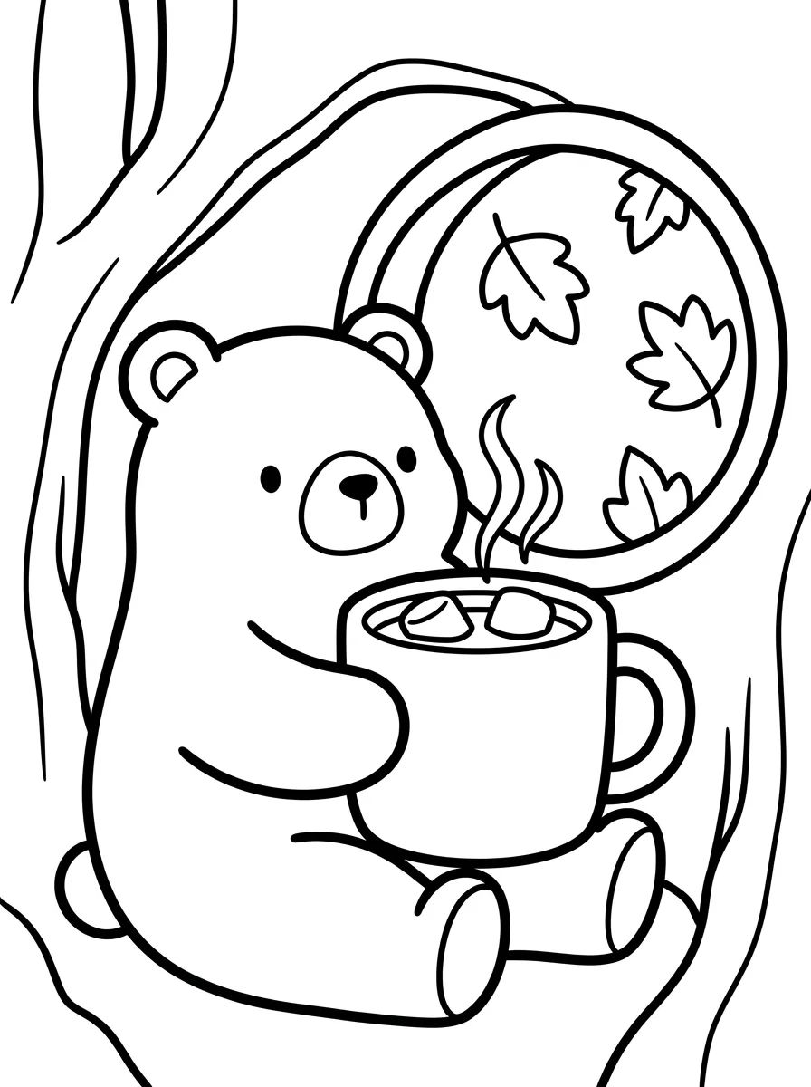 Ursinho Aconchegante Toma Chocolate Quente para colorir Desenho de Ursinho Aconchegante Toma Chocolate Quente para colorir e imprimir grátis
