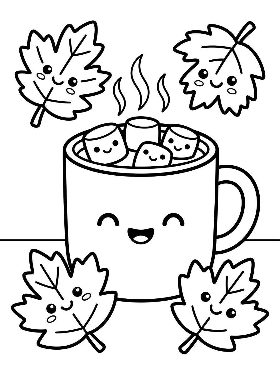 Xícara Quentinha de Outono para colorir Desenho de Xícara Quentinha de Outono para colorir e imprimir grátis