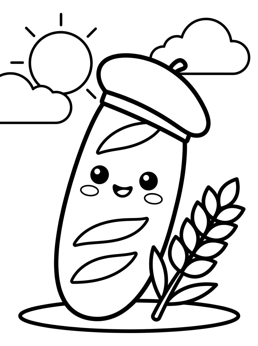 Baguete Francesa para colorir Desenho de Baguete Francesa para colorir e imprimir grátis