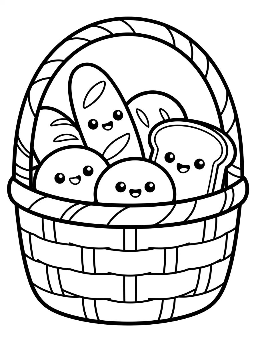 Cesta de Pães Encantada para colorir Desenho de Cesta de Pães Encantada para colorir e imprimir grátis