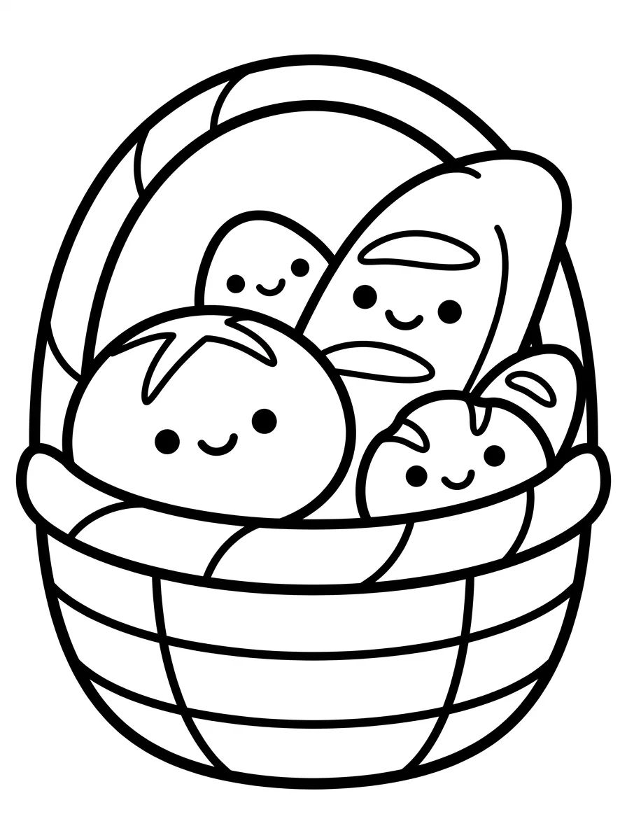 Cesta de Pães Fofos para colorir Desenho de Cesta de Pães Fofos para colorir e imprimir grátis