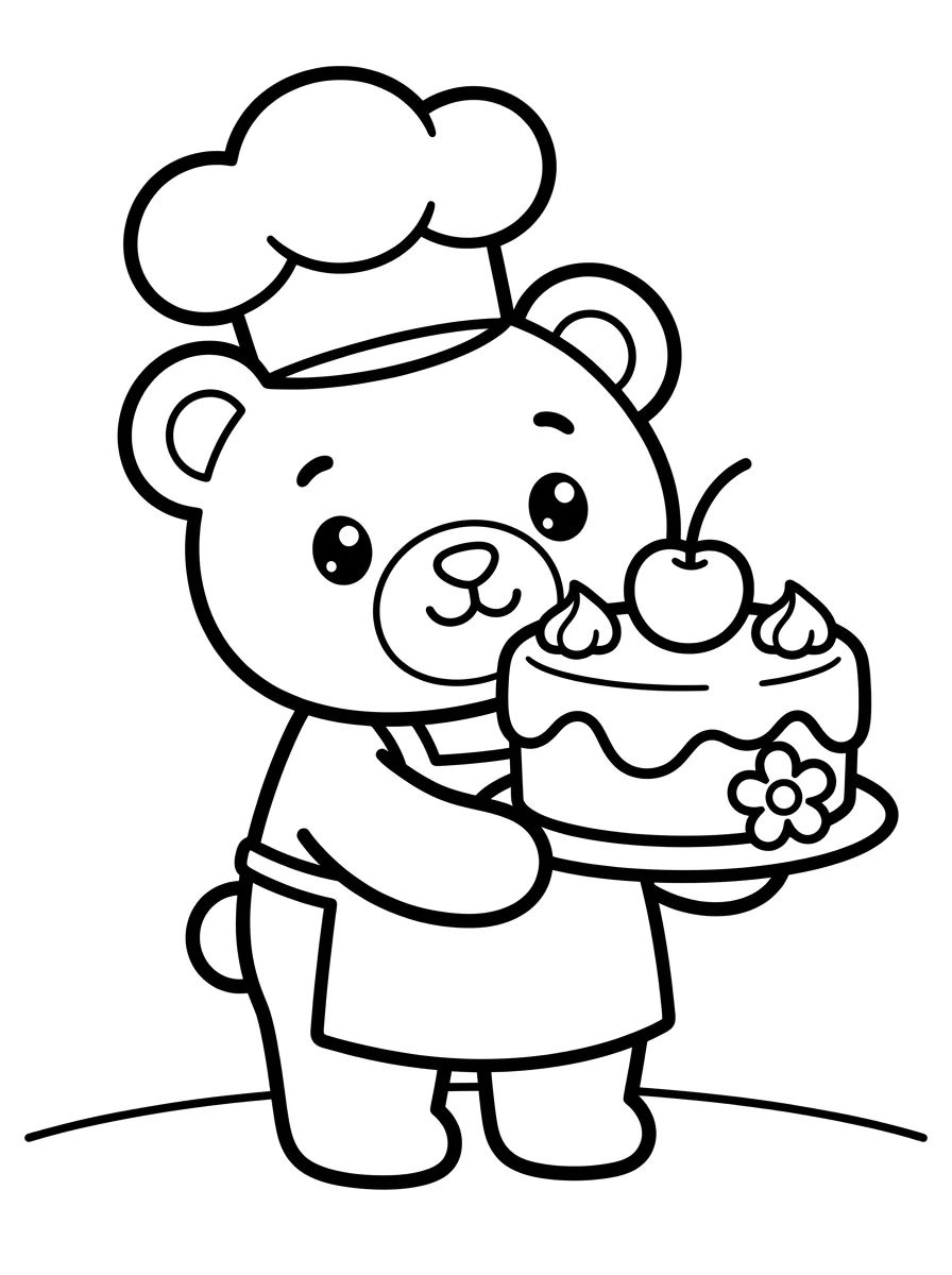 Chefinho Padeiro com Bolo para colorir Desenho de Chefinho Padeiro com Bolo para colorir e imprimir grátis