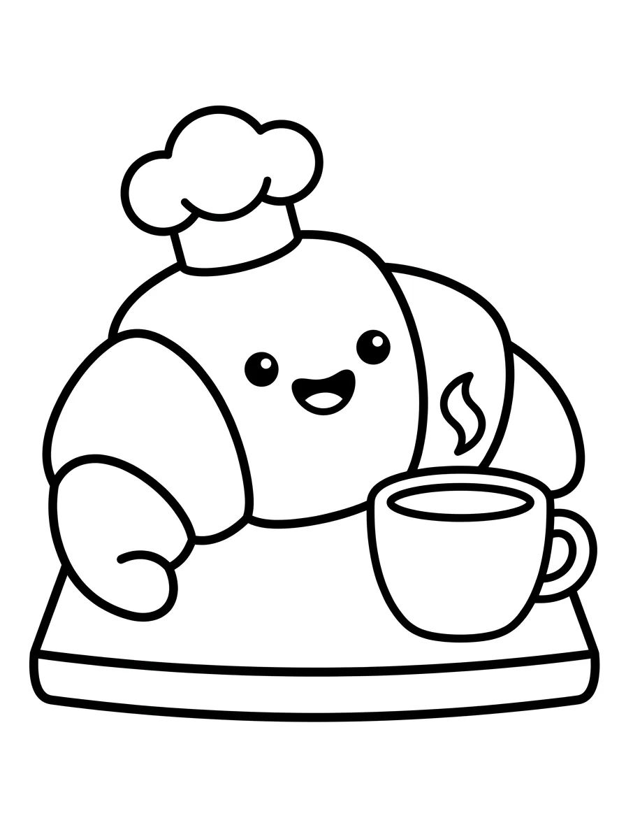 Croissant Feliz para colorir Desenho de Croissant Feliz para colorir e imprimir grátis