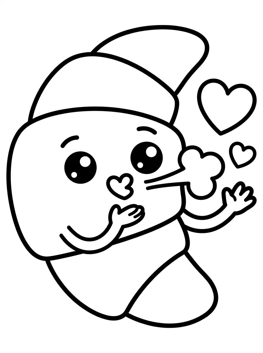 Croissant Fofinho para colorir Desenho de Croissant Fofinho para colorir e imprimir grátis