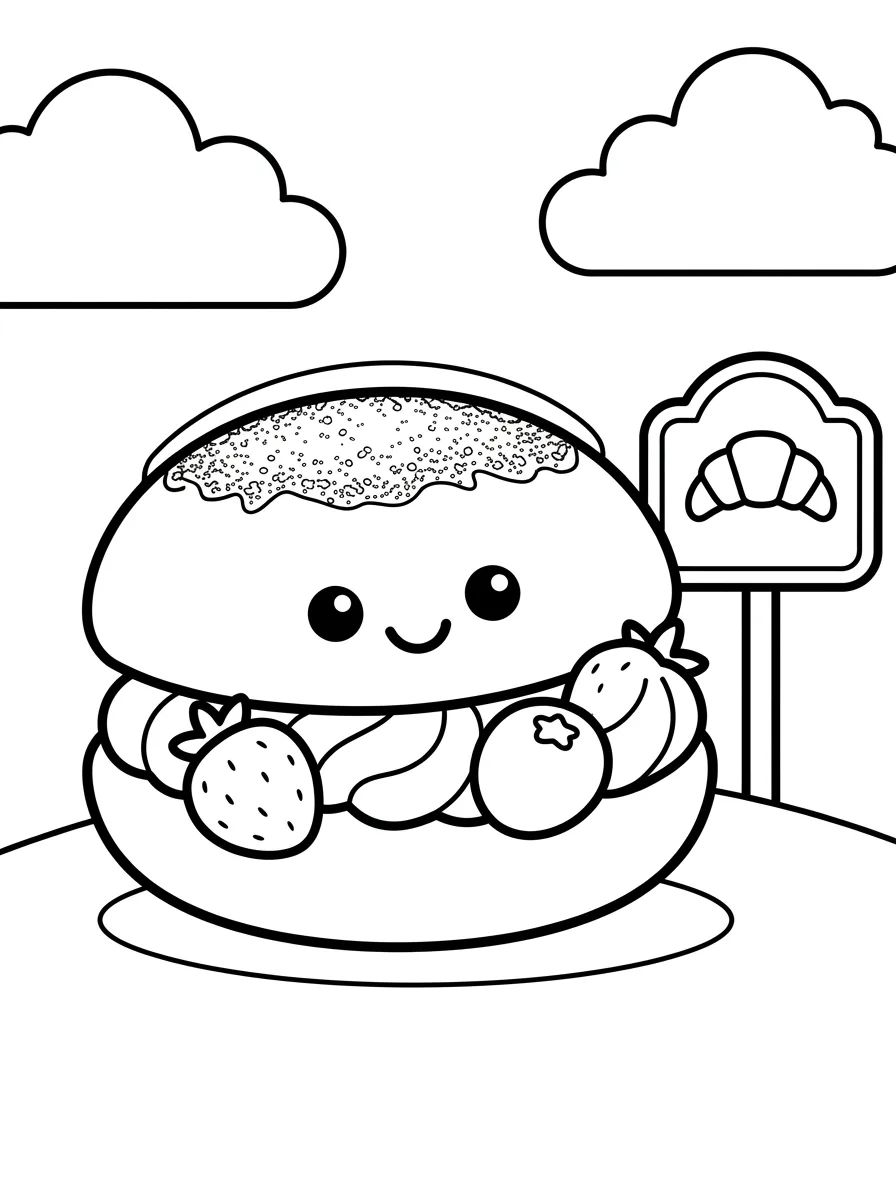 Sonho com Creme Kawaii para colorir Desenho de Sonho com Creme Kawaii para colorir e imprimir grátis