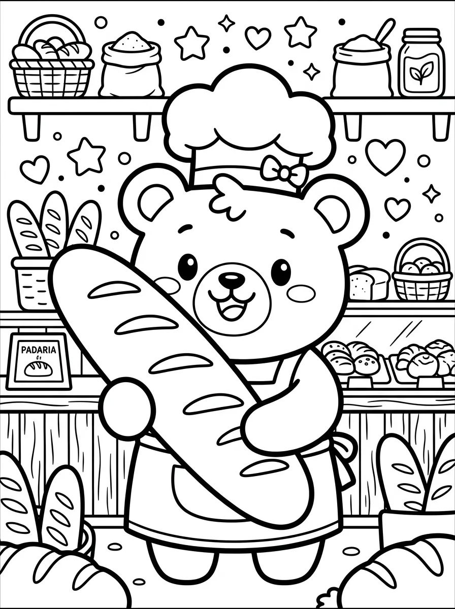 Ursinho Padeiro para colorir Desenho de Ursinho Padeiro para colorir e imprimir grátis