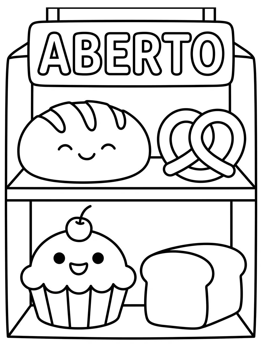 Vitrine Encantada da Padaria para colorir Desenho de Vitrine Encantada da Padaria para colorir e imprimir grátis