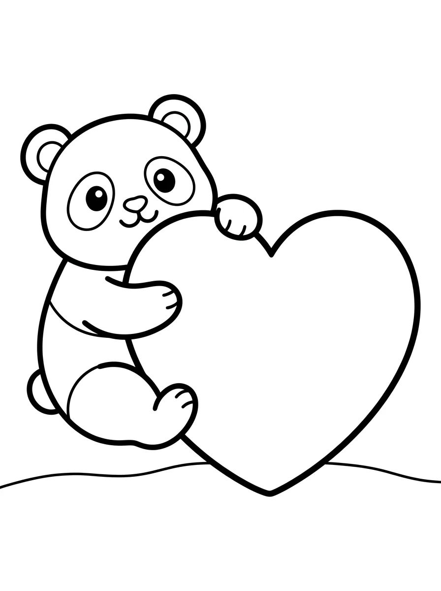 Panda Hugging a Heart para colorir Desenho de Panda Hugging a Heart para colorir e imprimir grátis