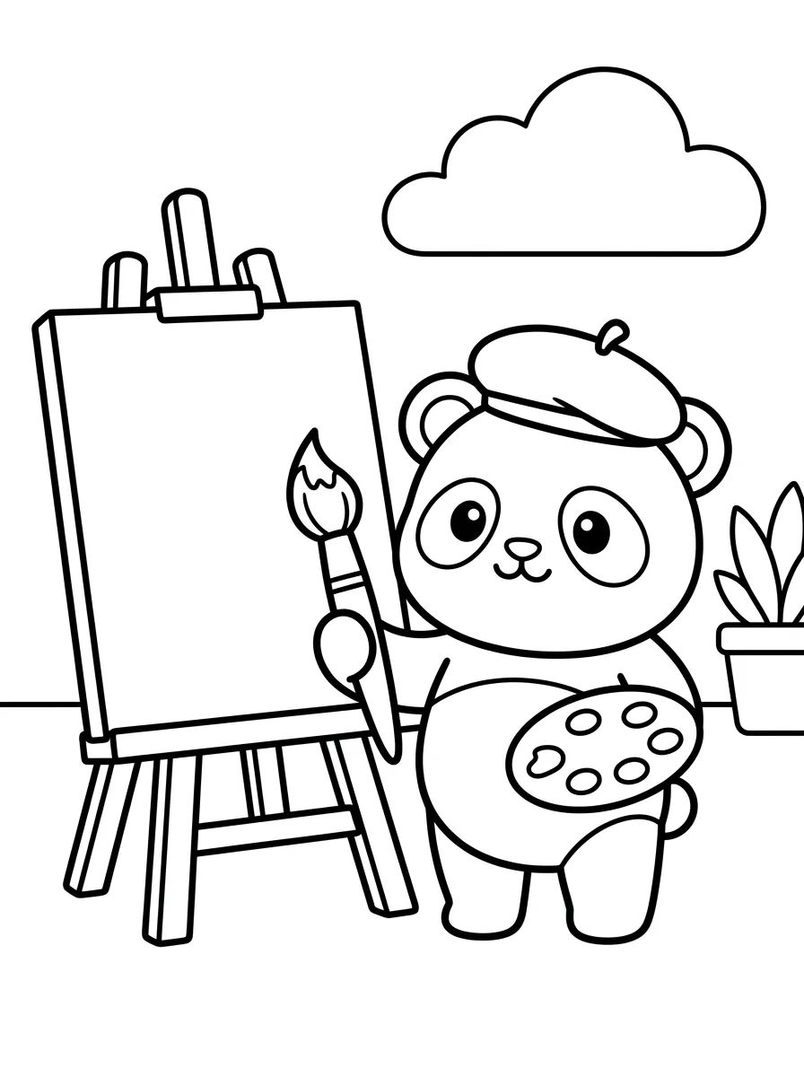 Panda Artista Pintor para colorir Desenho de Panda Artista Pintor para colorir e imprimir grátis