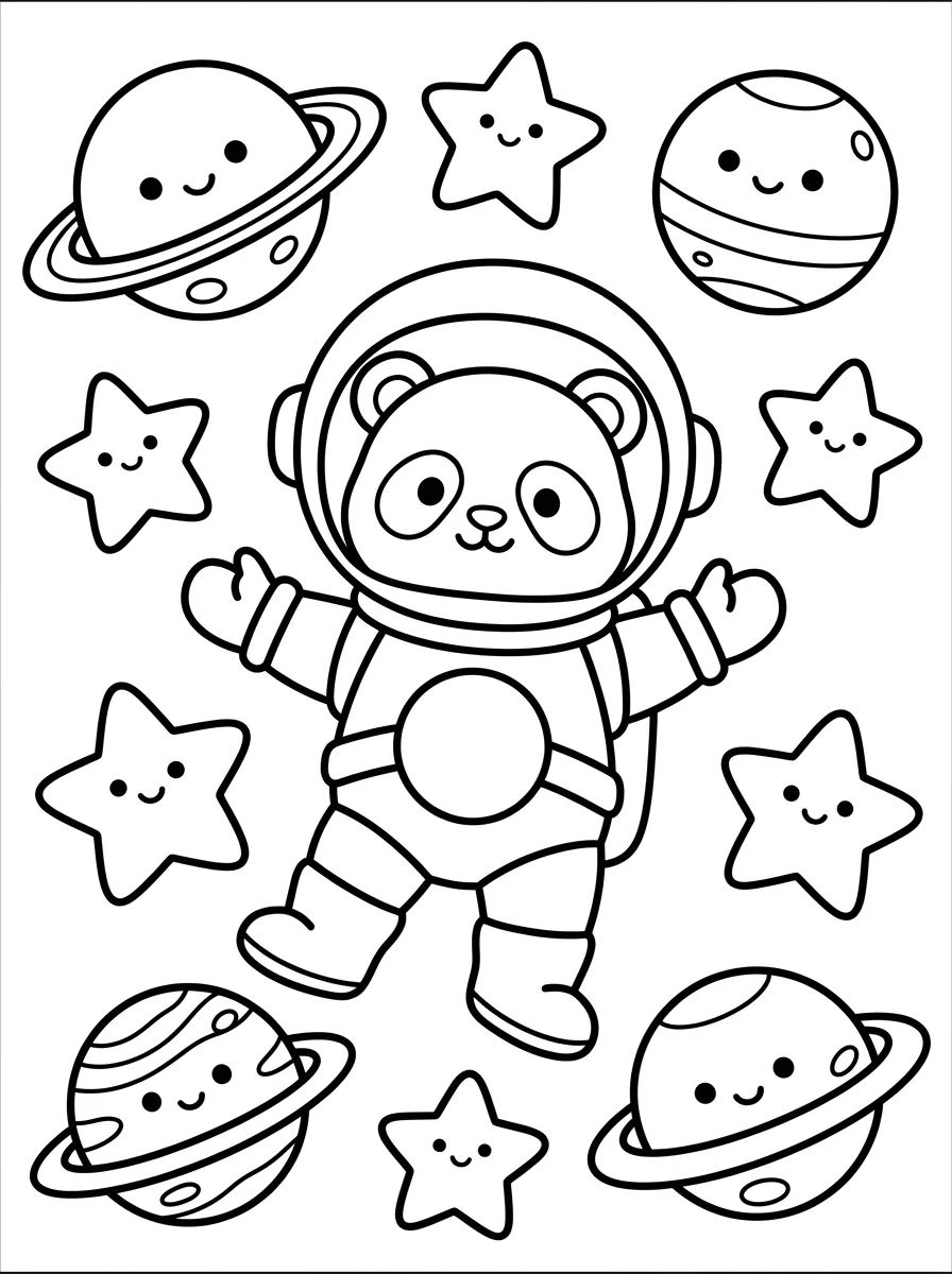 Panda Astronauta no Espaço para colorir Desenho de Panda Astronauta no Espaço para colorir e imprimir grátis