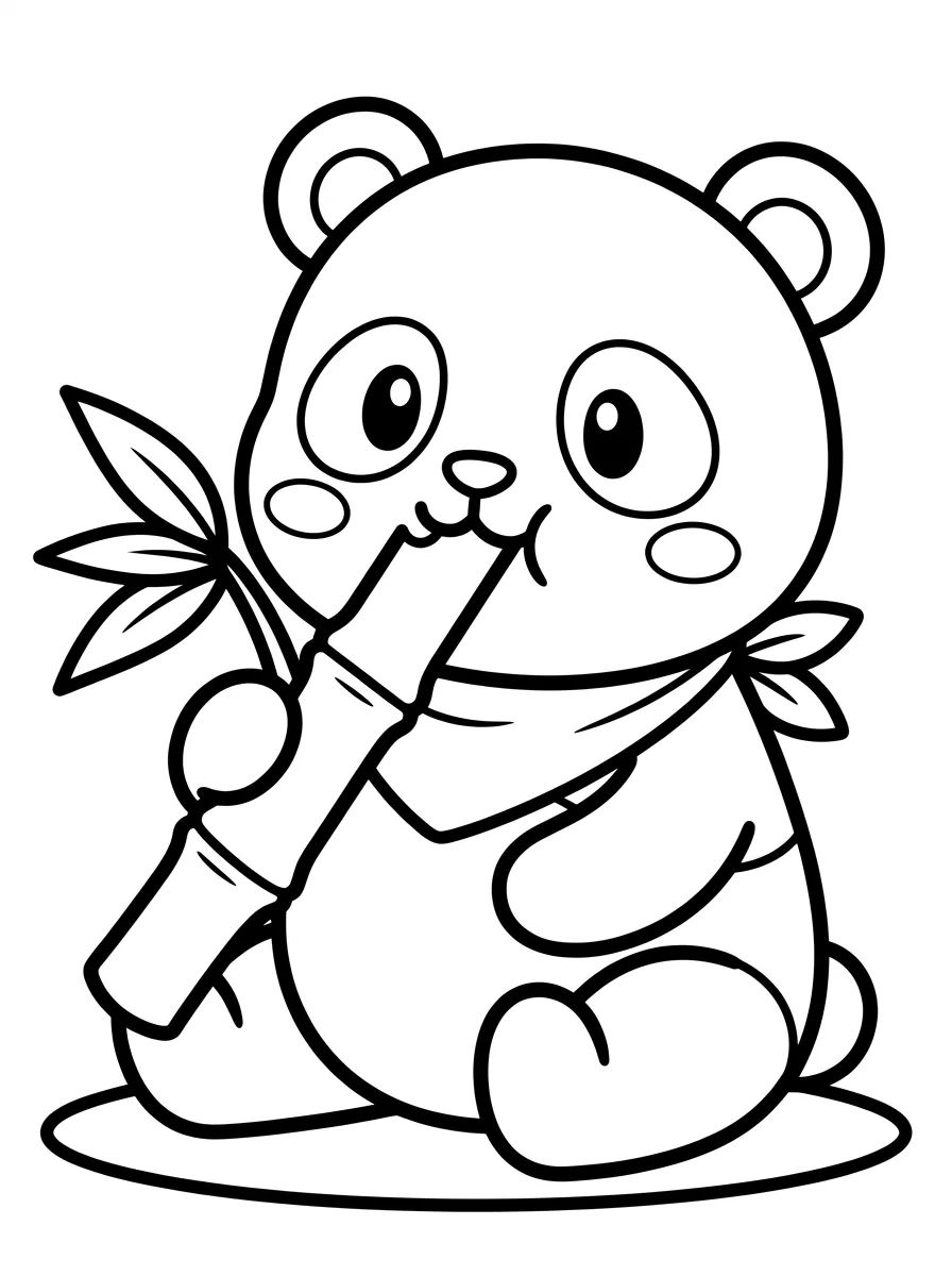 Panda Bebê Comendo Bambu para colorir Desenho de Panda Bebê Comendo Bambu para colorir e imprimir grátis