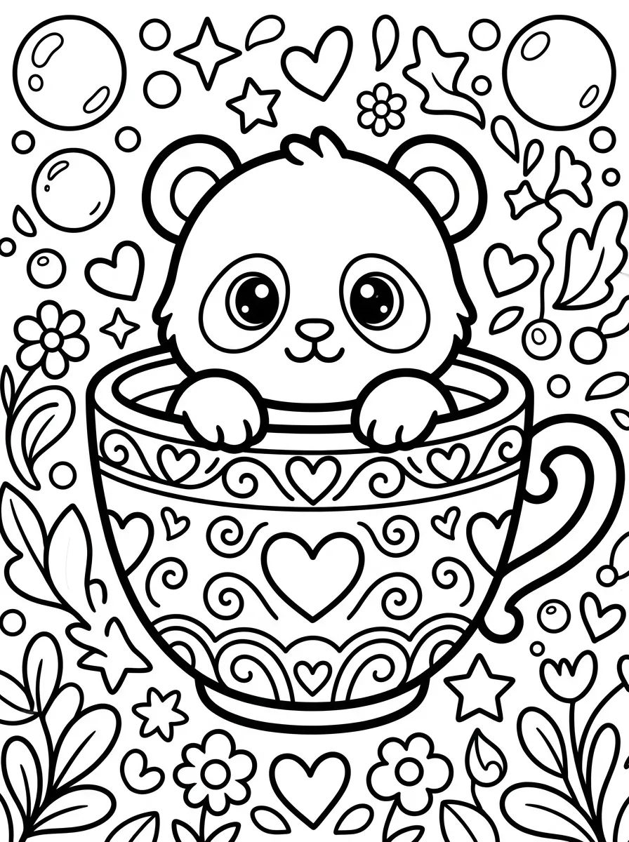 Panda Bebê no Copo de Chá para colorir Desenho de Panda Bebê no Copo de Chá para colorir e imprimir grátis