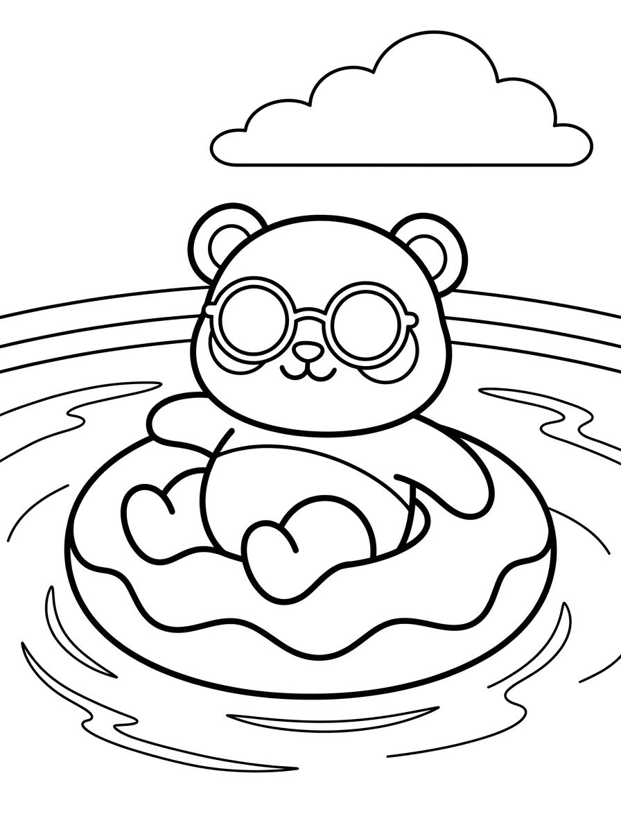 Panda Brincando na Piscina para colorir Desenho de Panda Brincando na Piscina para colorir e imprimir grátis