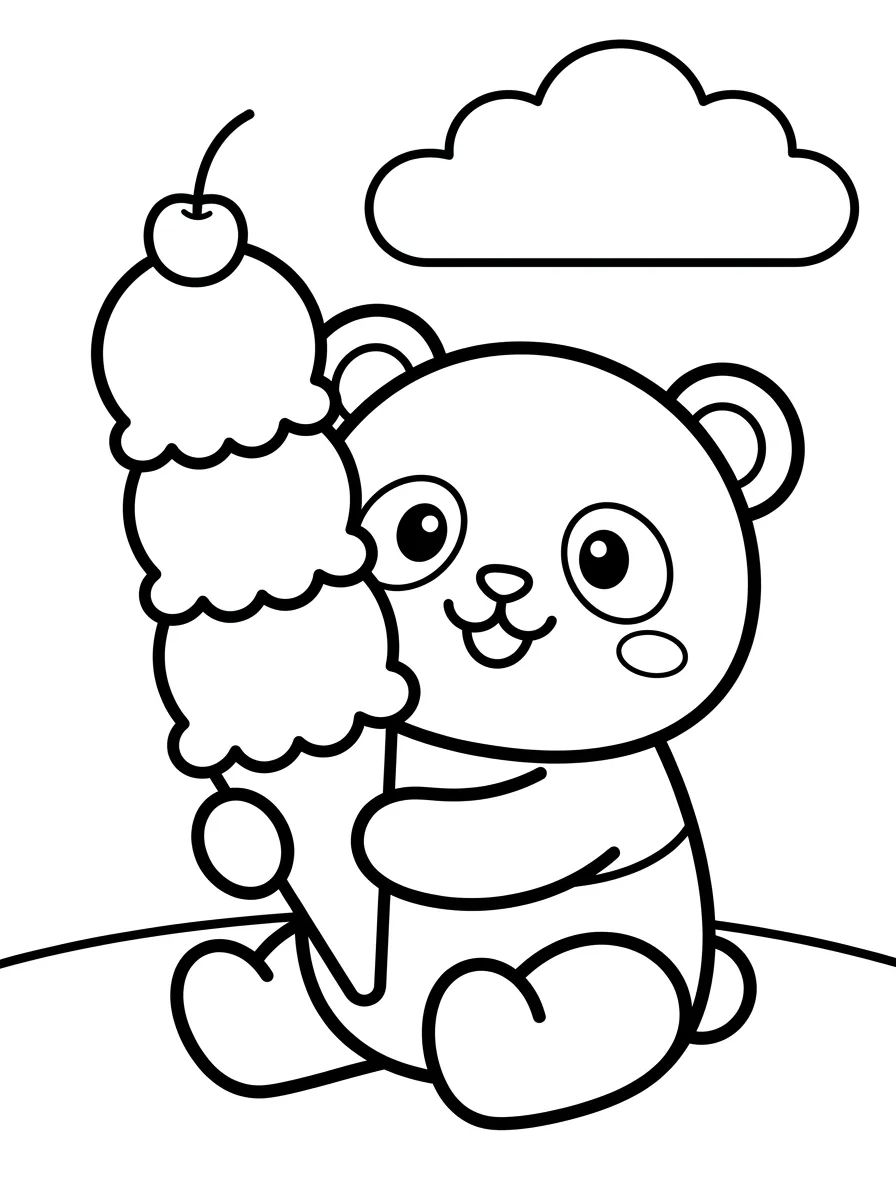 Panda com Sorvete para colorir Desenho de Panda com Sorvete para colorir e imprimir grátis