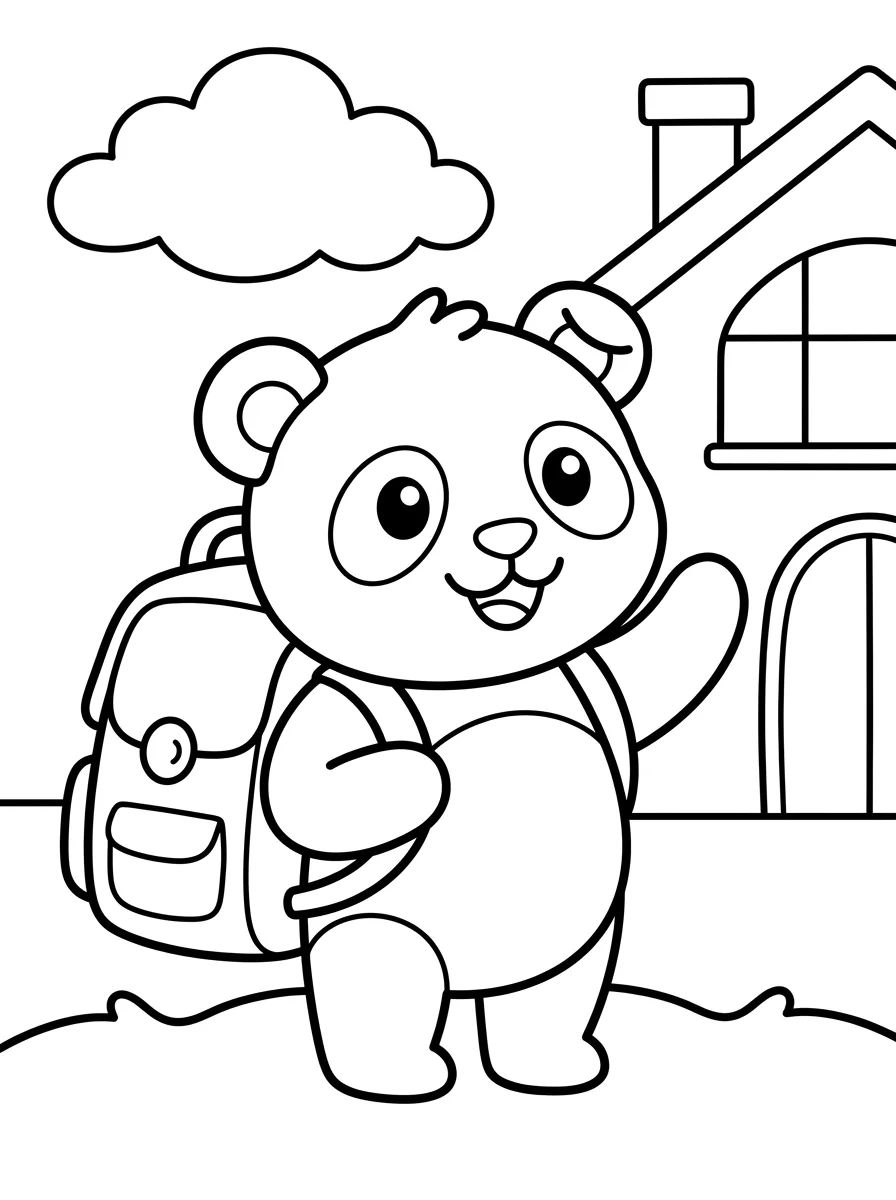 Panda with a School Backpack para colorir Desenho de Panda with a School Backpack para colorir e imprimir grátis