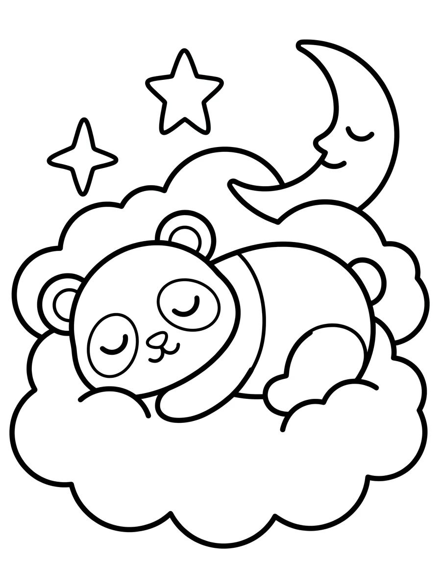 Panda Dormindo na Nuvem para colorir Desenho de Panda Dormindo na Nuvem para colorir e imprimir grátis