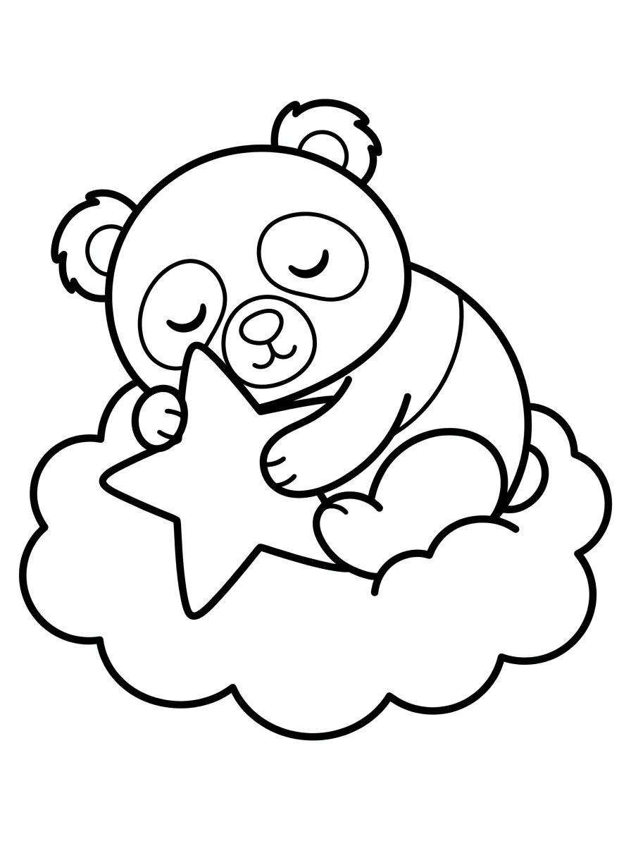 Panda Sleeping on a Cloud para colorir Desenho de Panda Sleeping on a Cloud para colorir e imprimir grátis