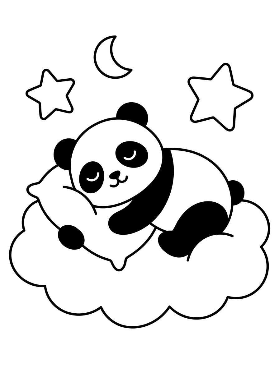Panda Dormindo na Nuvem para colorir Desenho de Panda Dormindo na Nuvem para colorir e imprimir grátis