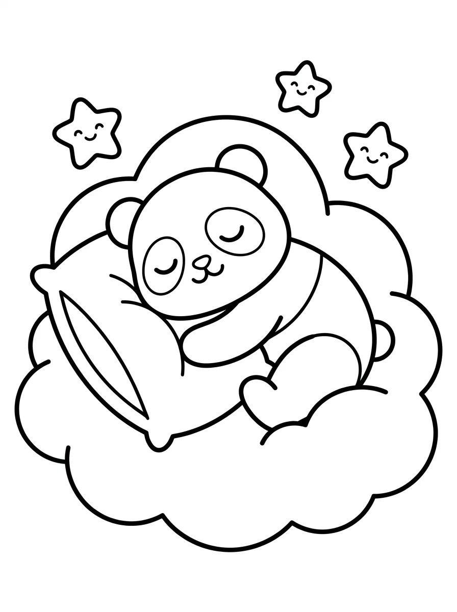 Panda Dormindo na Nuvem para colorir Desenho de Panda Dormindo na Nuvem para colorir e imprimir grátis