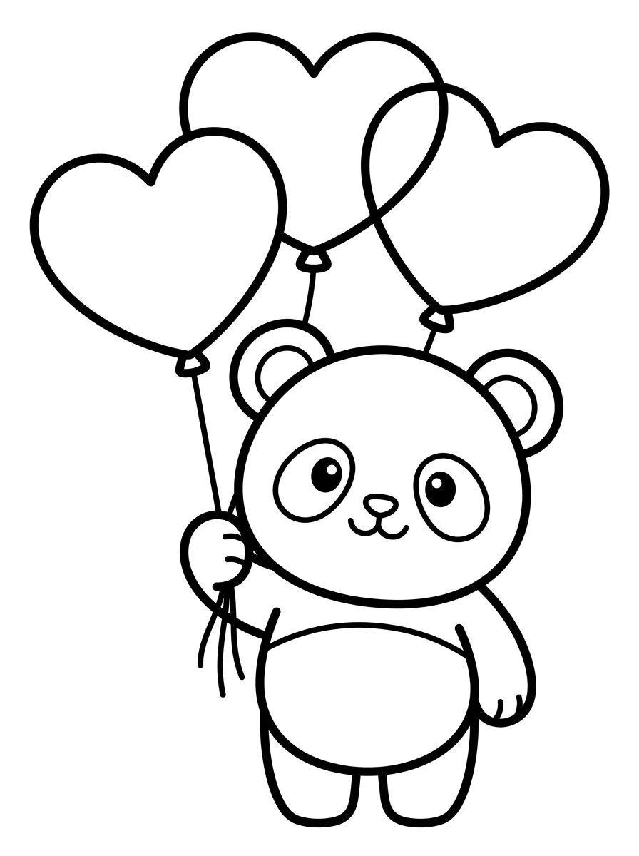 Panda Fofinho Segurando Balões para colorir Desenho de Panda Fofinho Segurando Balões para colorir e imprimir grátis