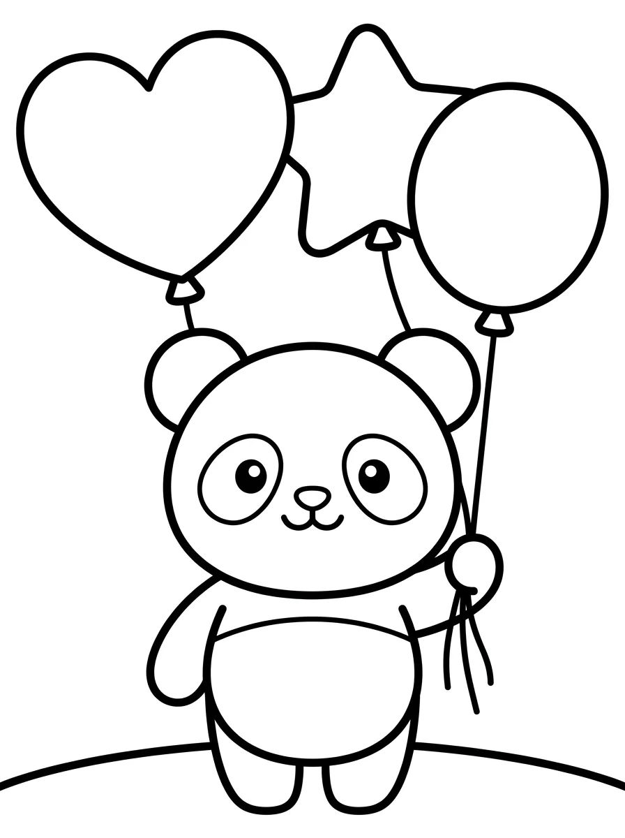Panda Fofo com Balões para colorir Desenho de Panda Fofo com Balões para colorir e imprimir grátis