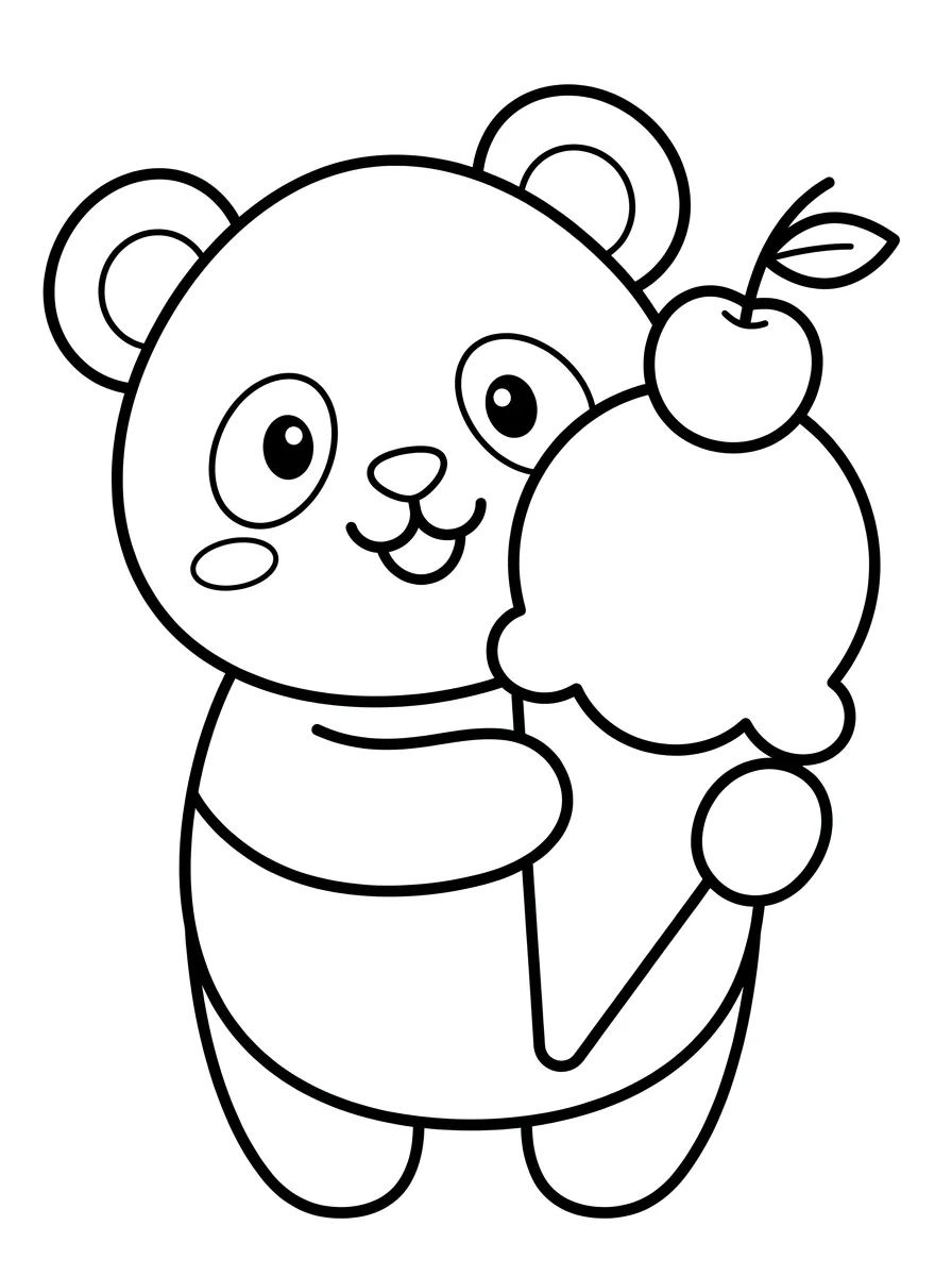 Panda Fofo com Sorvete para colorir Desenho de Panda Fofo com Sorvete para colorir e imprimir grátis
