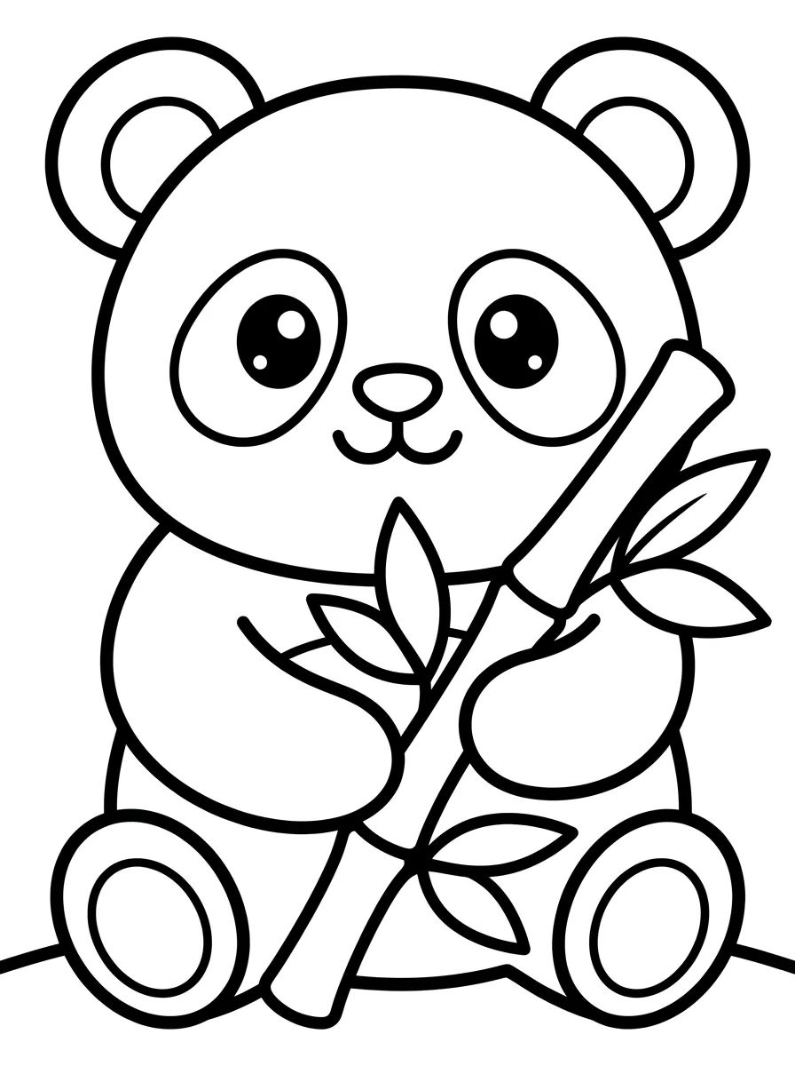 Panda Fofo Comendo Bambu para colorir Desenho de Panda Fofo Comendo Bambu para colorir e imprimir grátis