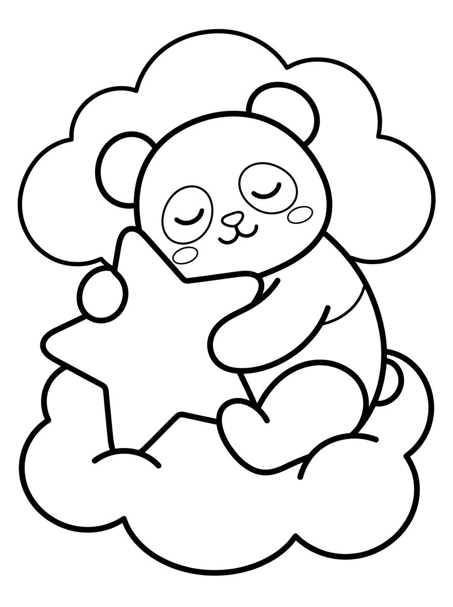 Panda Fofo Dormindo na Nuvem para colorir Desenho de Panda Fofo Dormindo na Nuvem para colorir e imprimir grátis
