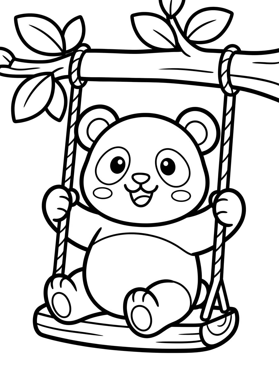 Panda Fofo no Balanço na Árvore para colorir Desenho de Panda Fofo no Balanço na Árvore para colorir e imprimir grátis