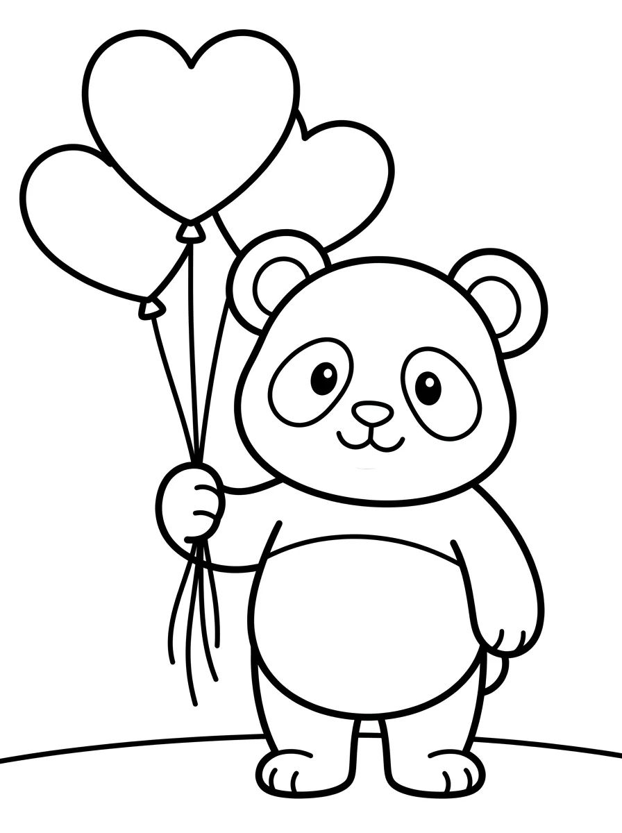 Panda Fofo Segurando Balões para colorir Desenho de Panda Fofo Segurando Balões para colorir e imprimir grátis