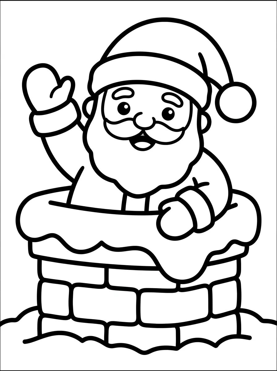 Papai Noel Acenando da Chaminé para colorir Desenho de Papai Noel Acenando da Chaminé para colorir e imprimir grátis