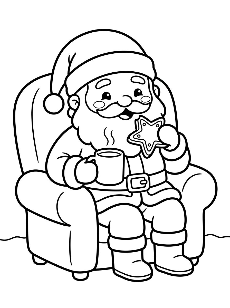Papai Noel Comendo Biscoito com Leite para colorir Desenho de Papai Noel Comendo Biscoito com Leite para colorir e imprimir grátis