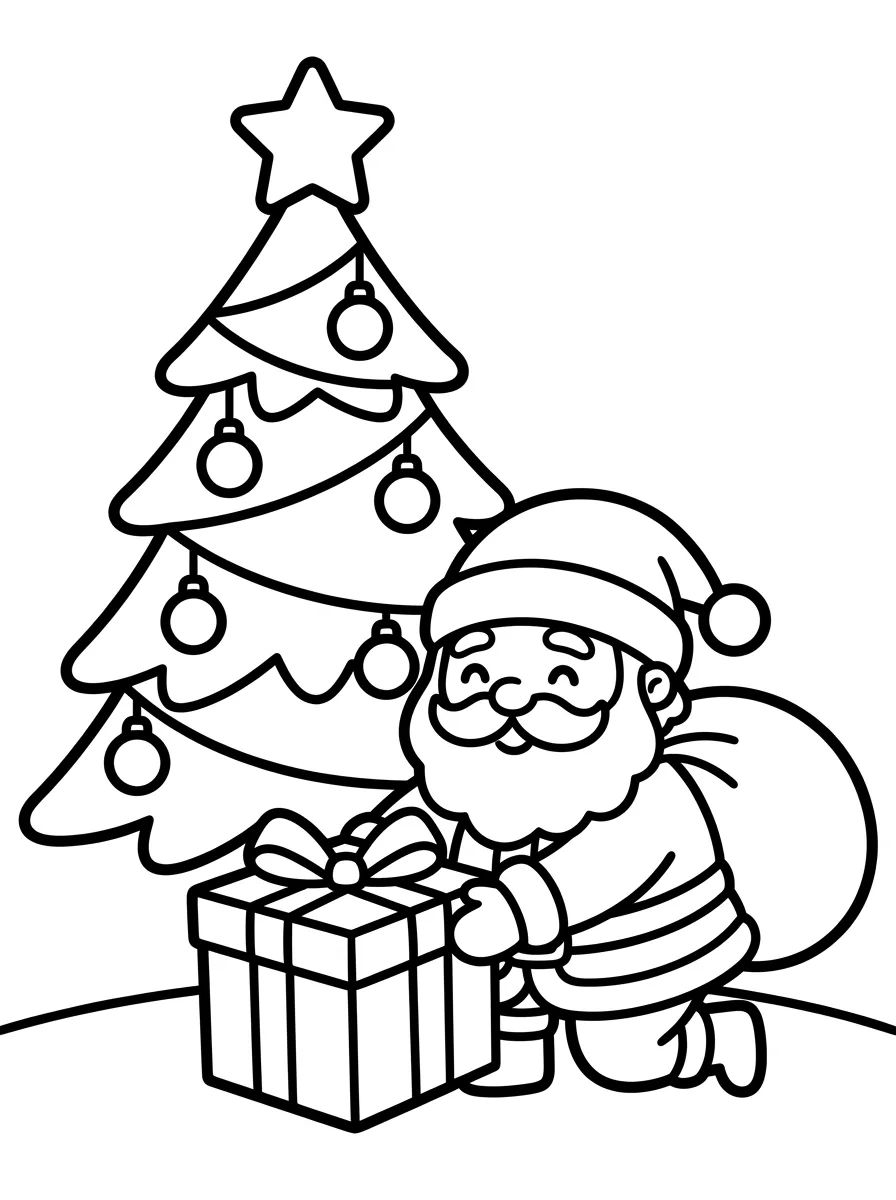 Papai Noel Entregando Presente para colorir Desenho de Papai Noel Entregando Presente para colorir e imprimir grátis