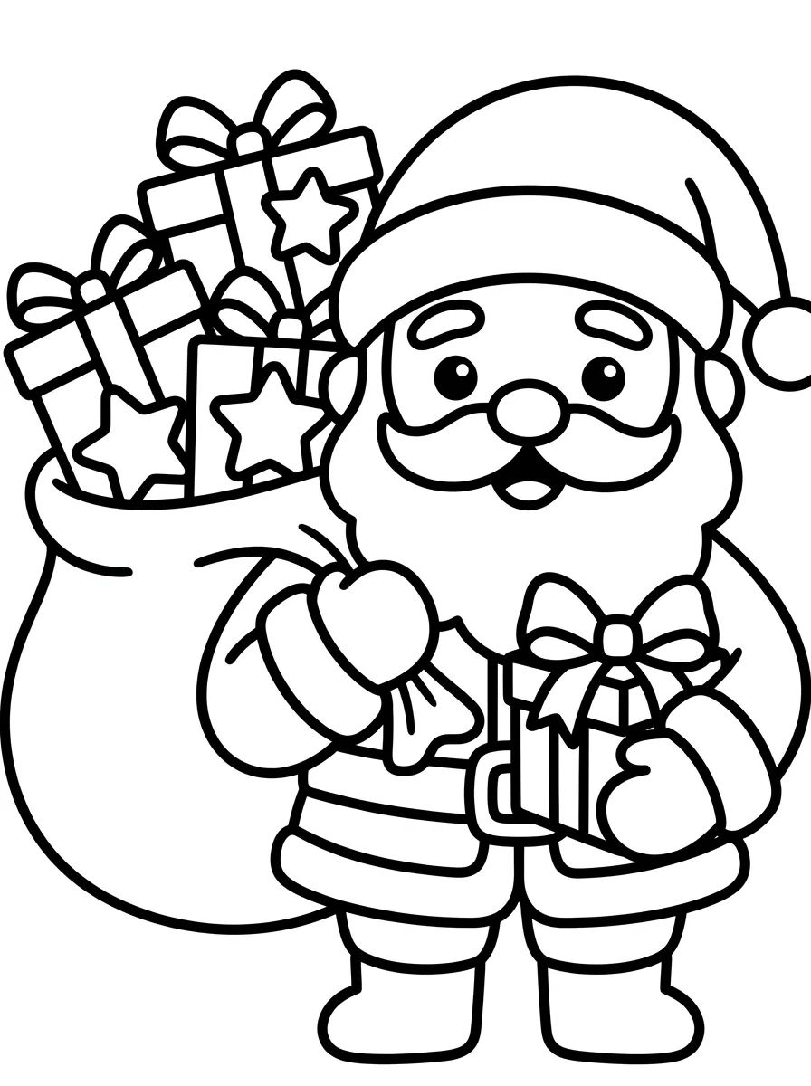 Papai Noel Entregando Presentes para colorir Desenho de Papai Noel Entregando Presentes para colorir e imprimir grátis