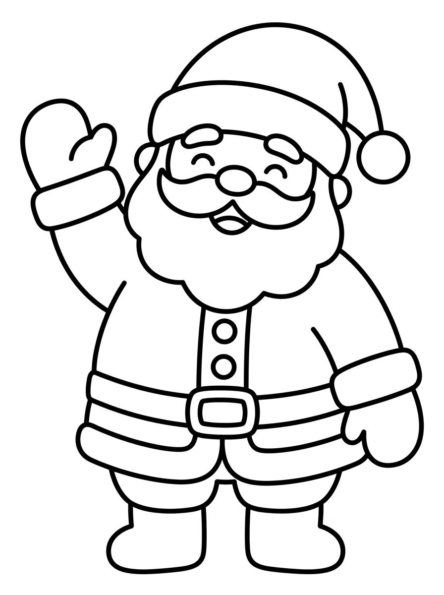 Papai Noel Kawaii Acenando para colorir Desenho de Papai Noel Kawaii Acenando para colorir e imprimir grátis