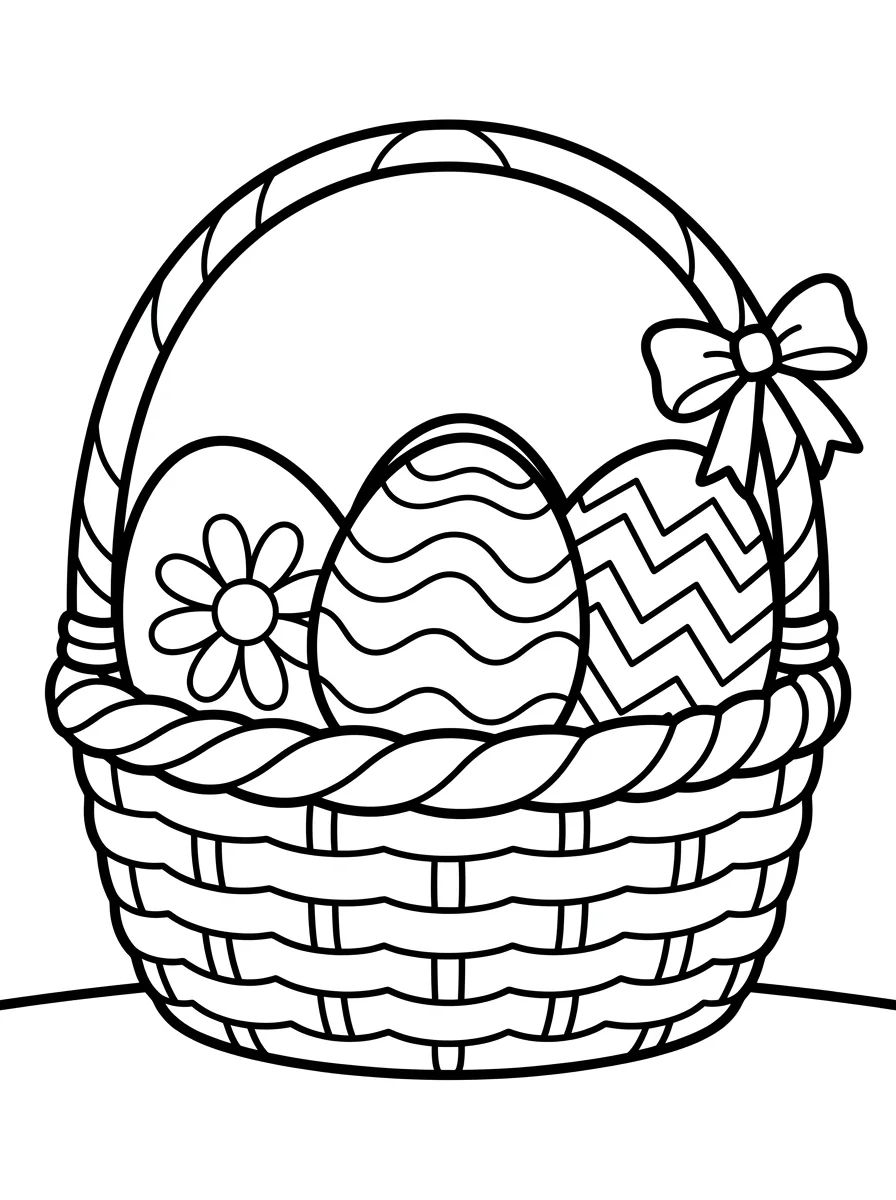 Cesta de Ovos de Páscoa Decorados para colorir Desenho de Cesta de Ovos de Páscoa Decorados para colorir e imprimir grátis