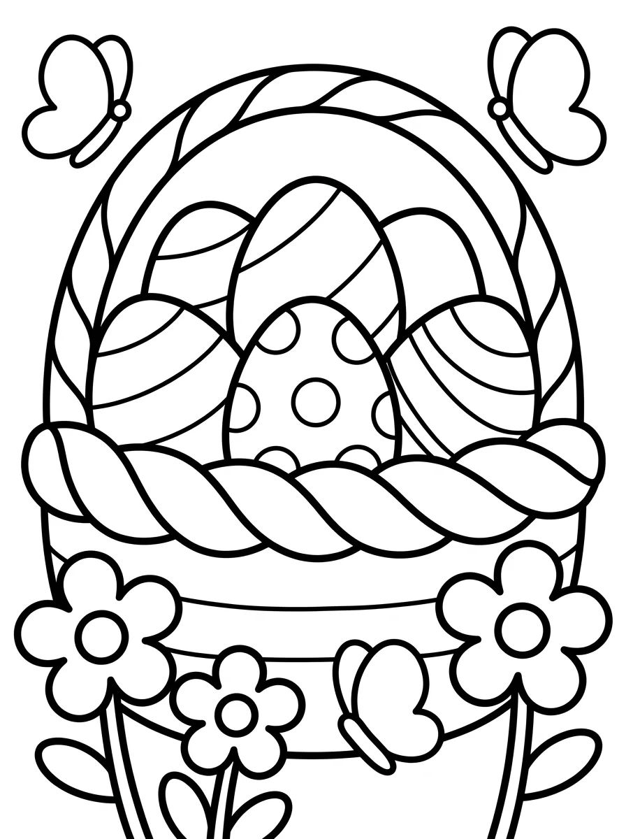 Cesta de Ovos de Páscoa Fofinha para colorir Desenho de Cesta de Ovos de Páscoa Fofinha para colorir e imprimir grátis
