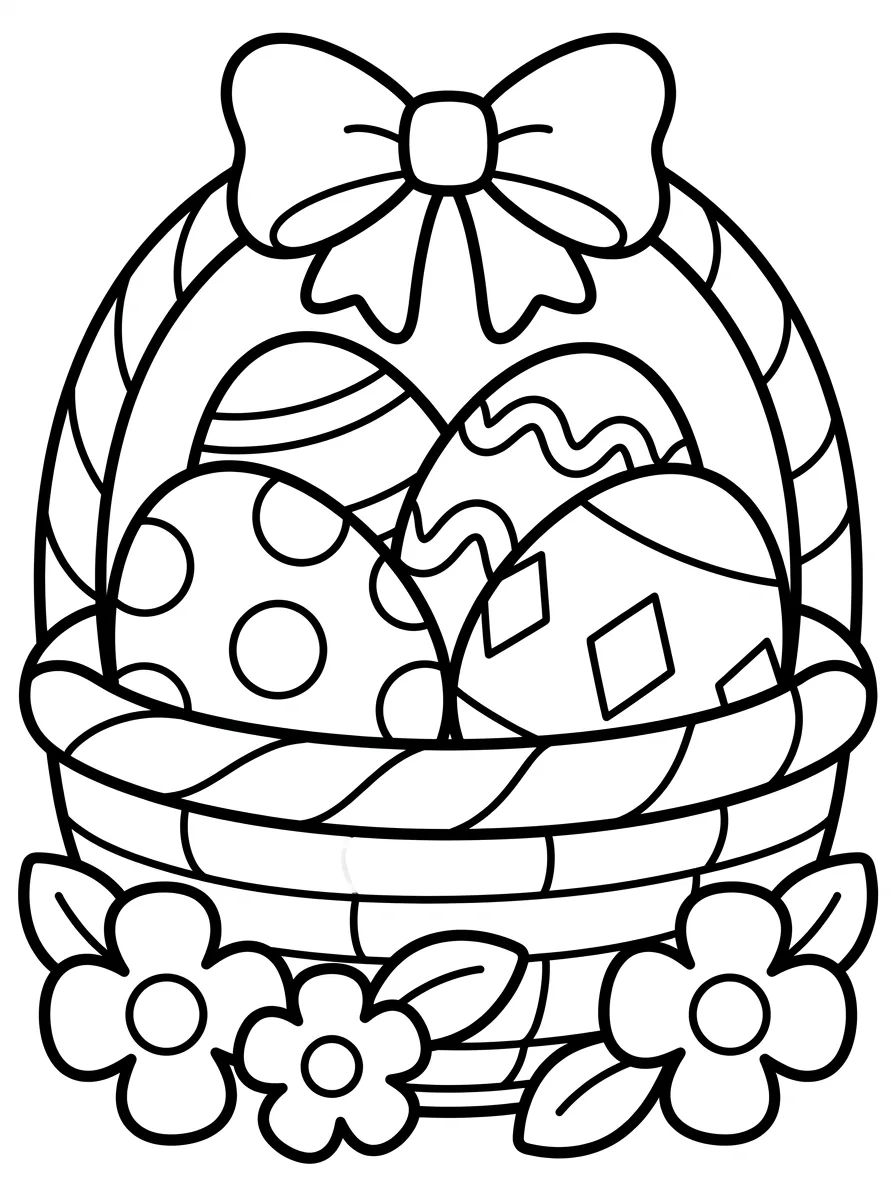 Cesta Recheada de Ovos de Páscoa para colorir Desenho de Cesta Recheada de Ovos de Páscoa para colorir e imprimir grátis