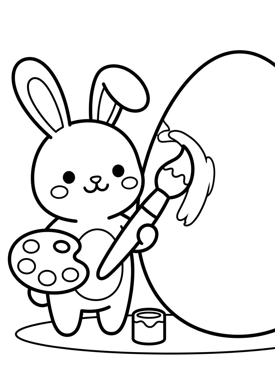 Coelhinha Pintando Ovo de Páscoa para colorir Desenho de Coelhinha Pintando Ovo de Páscoa para colorir e imprimir grátis