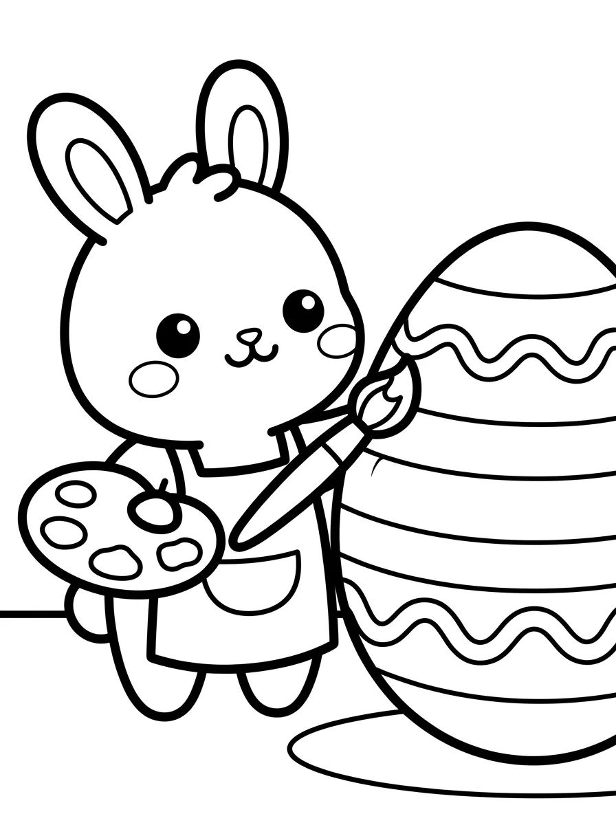Bunny Artist Painting an Egg para colorir Desenho de Bunny Artist Painting an Egg para colorir e imprimir grátis