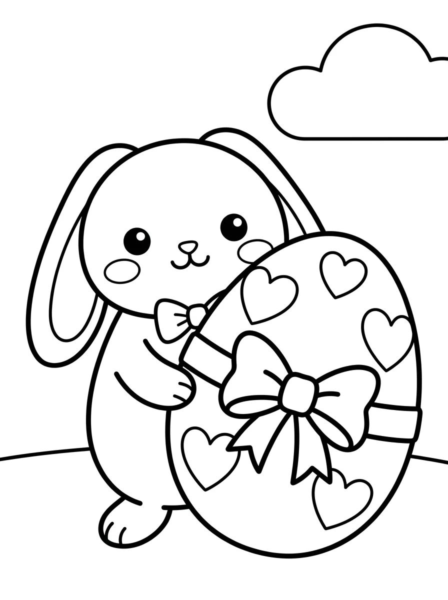 Coelhinho da Páscoa com Ovo Gigante para colorir Desenho de Coelhinho da Páscoa com Ovo Gigante para colorir e imprimir grátis