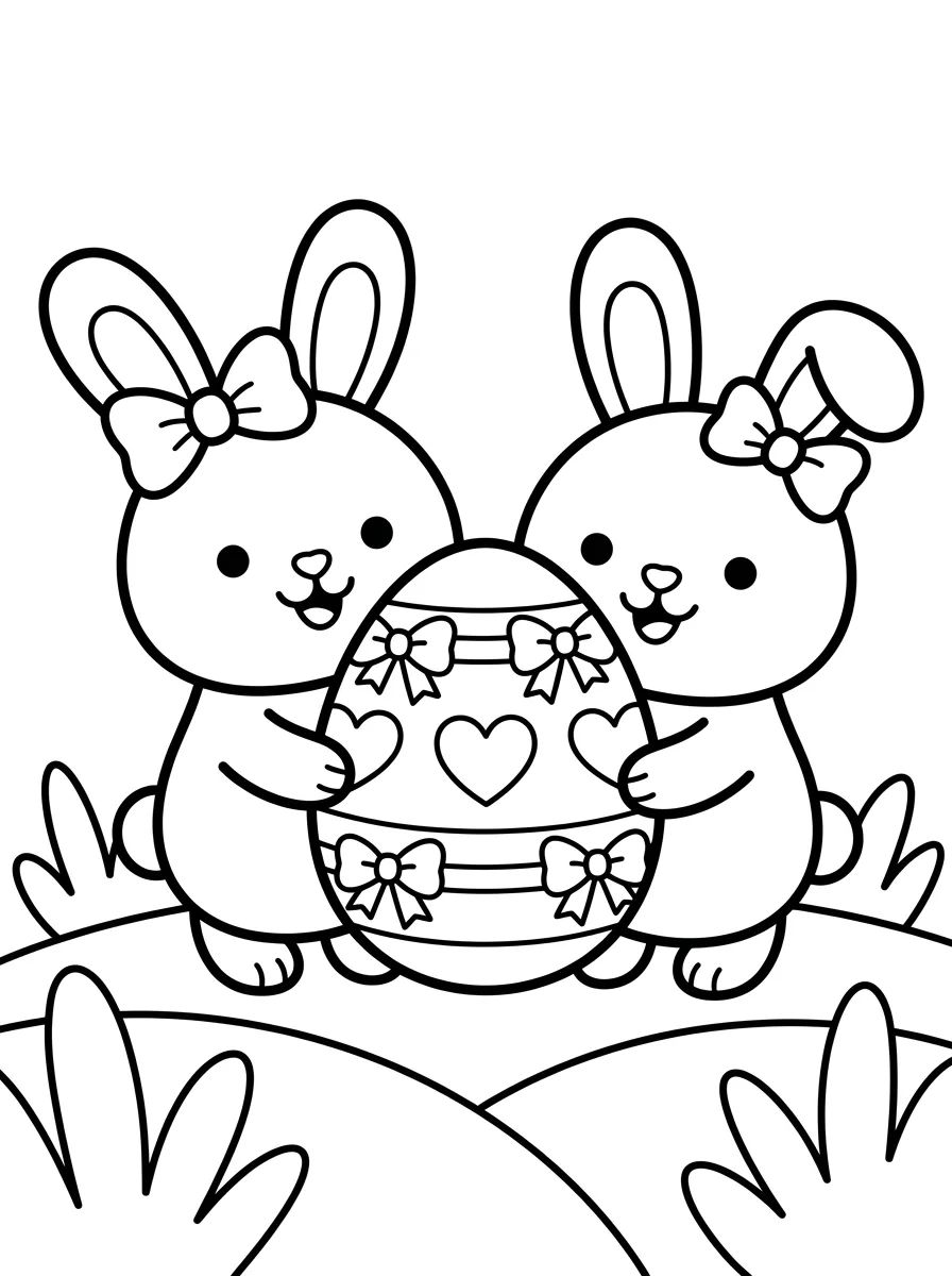 Família de Coelhinhos com Ovos de Páscoa para colorir Desenho de Família de Coelhinhos com Ovos de Páscoa para colorir e imprimir grátis