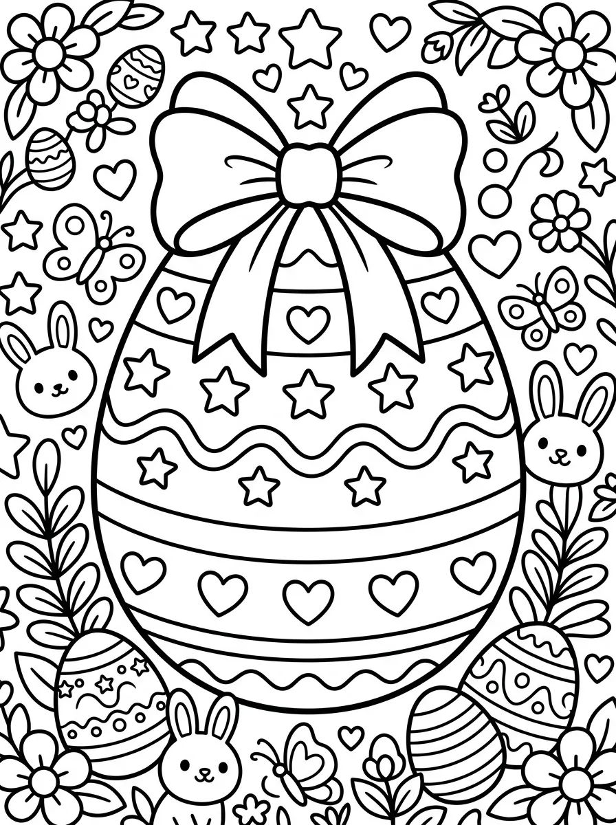 Giant Easter Egg with Ribbon para colorir Desenho de Giant Easter Egg with Ribbon para colorir e imprimir grátis