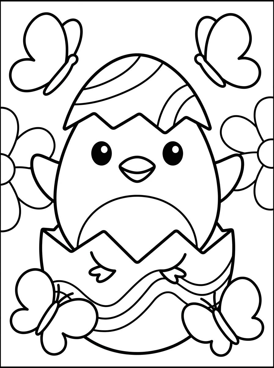 Pintinho de Páscoa na Casquinha para colorir Desenho de Pintinho de Páscoa na Casquinha para colorir e imprimir grátis