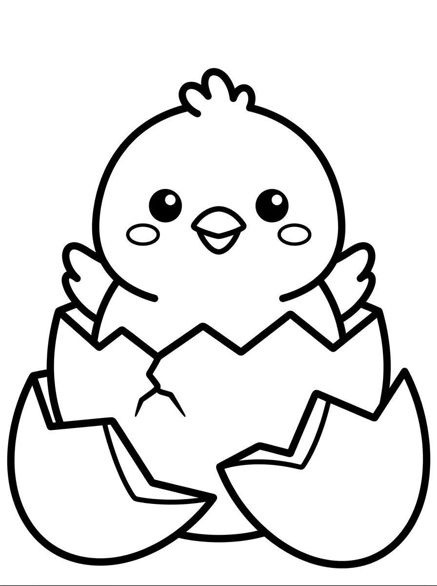 Pintinho Fofo no Ovo de Páscoa para colorir Desenho de Pintinho Fofo no Ovo de Páscoa para colorir e imprimir grátis