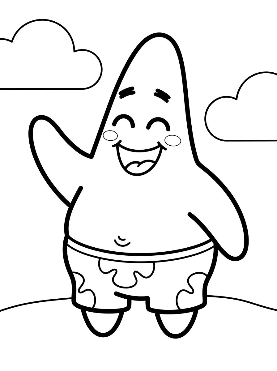 Patricio Estrella Saludando Feliz para colorir Desenho de Patricio Estrella Saludando Feliz para colorir e imprimir grátis