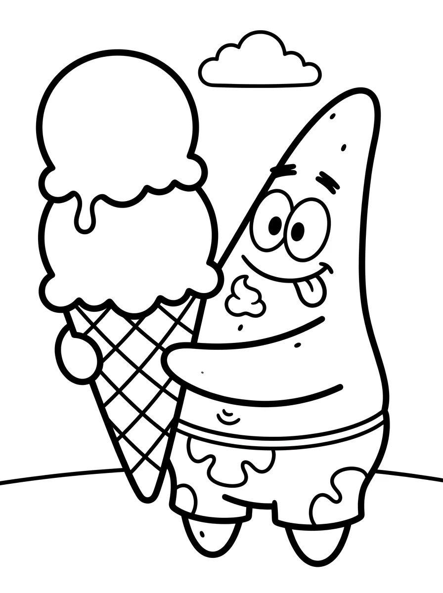 Patrick Star Eating Ice Cream para colorir Desenho de Patrick Star Eating Ice Cream para colorir e imprimir grátis