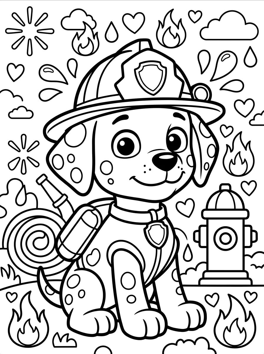 Marshall o Bombeiro Fofo para colorir Desenho de Marshall o Bombeiro Fofo para colorir e imprimir grátis