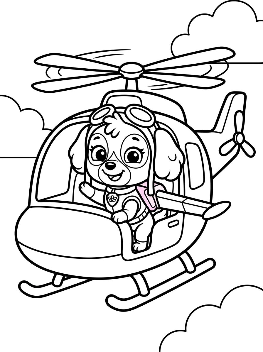 Skye Voando em Seu Helicóptero para colorir Desenho de Skye Voando em Seu Helicóptero para colorir e imprimir grátis